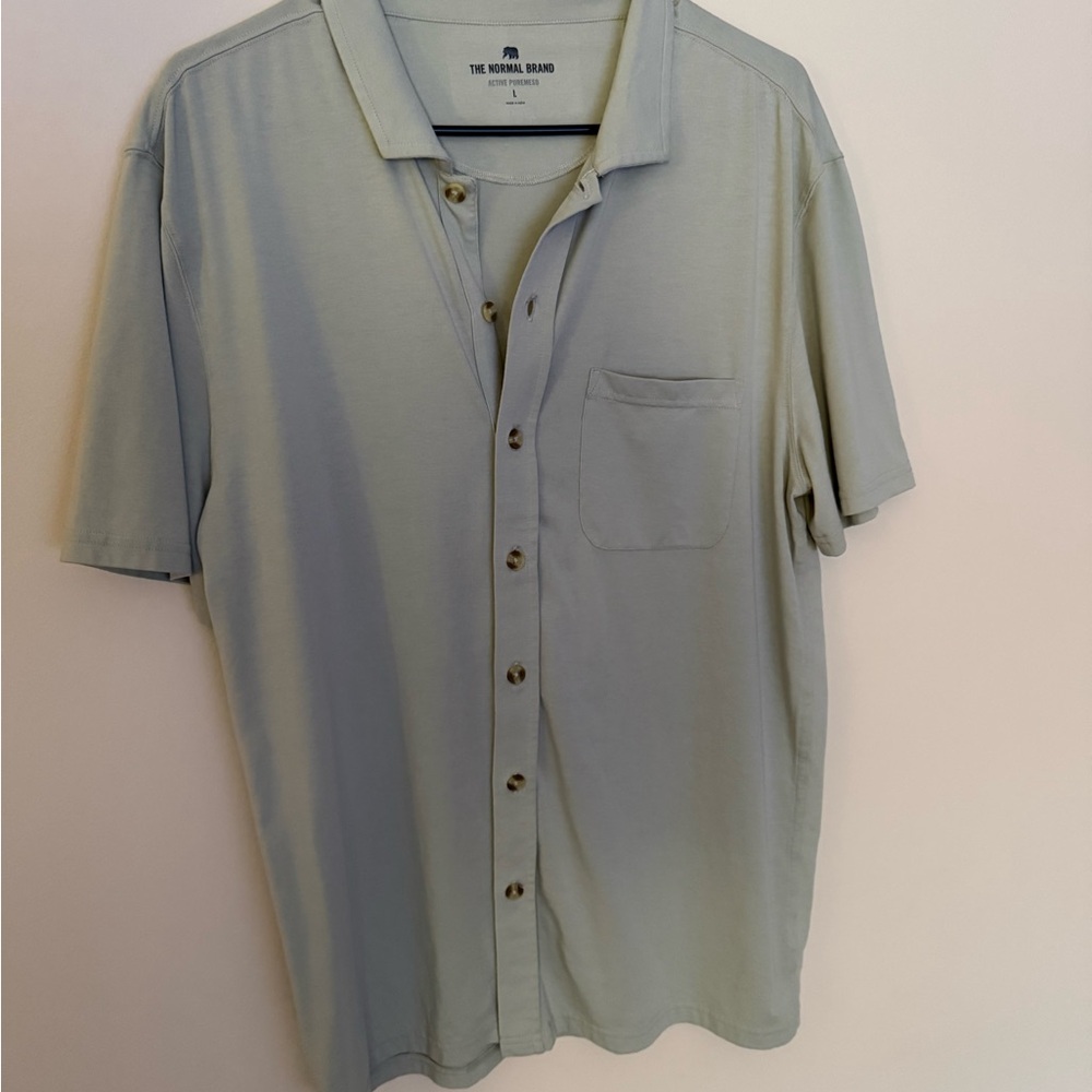 The Normal Brand Sage Green Casual Button Down Shirt